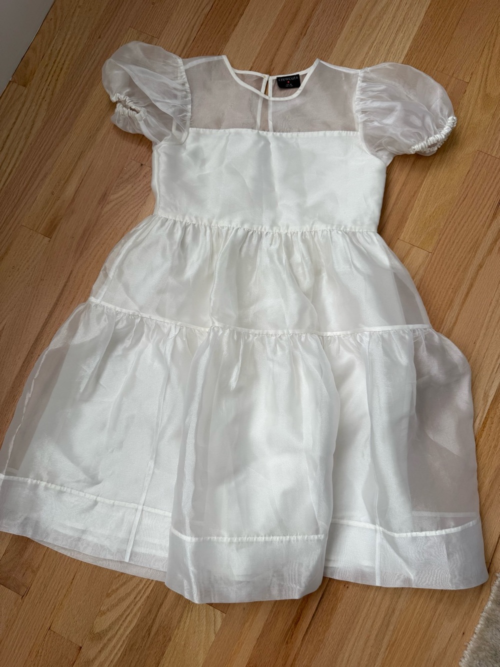 J.Crew Girls White Organza Puff Sleeve Dress